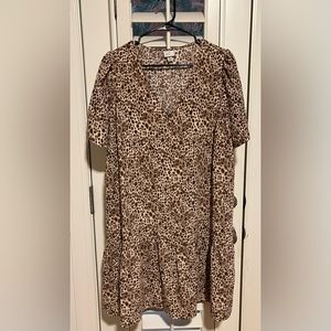 A New Day | Leopard Print Short Sleeve Ruffle Hem Dress